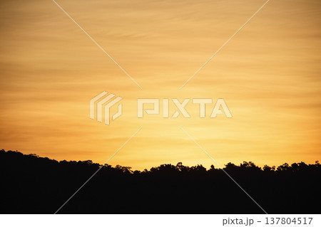 The peaceful morning sky glows with warm sunlight. The peaceful morning sky glows with warm sunlight. 137804517