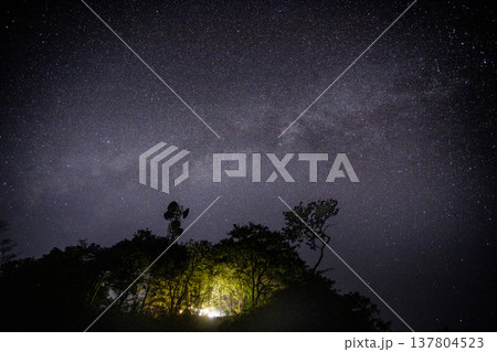The Milky Way galaxy stretches across the night sky with countless stars The Milky Way galaxy stretches across the night sky with countless stars 137804523