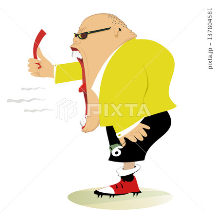 Referee. Angry referee shows a red card Referee. Angry referee shows a red card 137804581