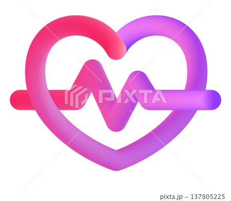 heart pulse 3d fluid line icon heart pulse 3d fluid line icon 137805225