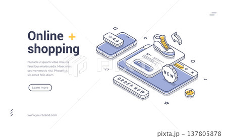 Online Shopping On Mobile Application Isometric Vector Illustration Banner Web Template Online Shopping On Mobile Application Isometric Vector Illustration Banner Web Template 137805878