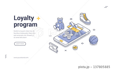Loyalty Program Bonus Gift Reward Isometric Vector Illustration Banner Web Template 137805885