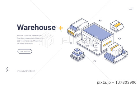 Warehouse Automation And Logistics Storage Process Isometric Vector Illustration Banner Template 137805900