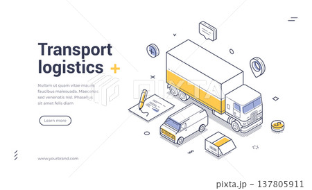 Transport Logistics And Cargo Shipping Service Isometric Vector Illustration Banner Template Transport Logistics And Cargo Shipping Service Isometric Vector Illustration Banner Template 137805911