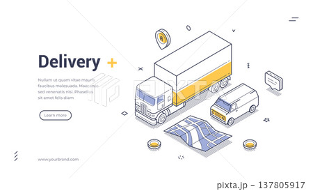 Delivery Service And Logistics Isometric Vector Illustration Banner Web Template 137805917