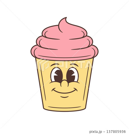 Cute Smiling Cupcake Cartoon Character Mascot Vector Illustration Art Design Cute Smiling Cupcake Cartoon Character Mascot Vector Illustration Art Design 137805936