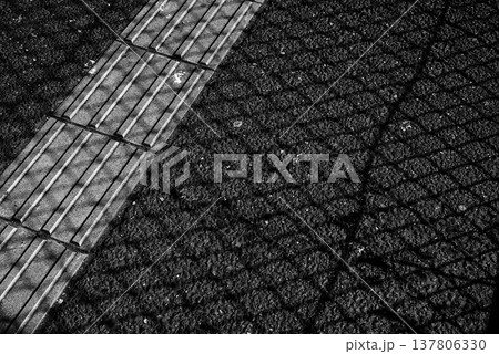 点字ブロックのモノクロ画像 137806330