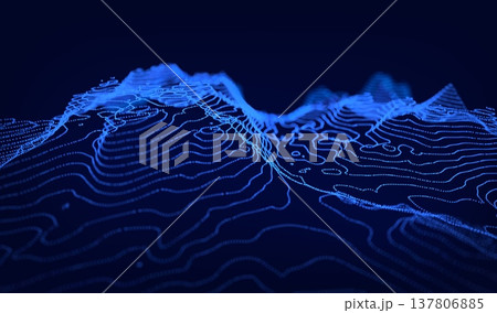 Abstract cyber ai background digital design with wireframe landscape grid line. 3D mountain and futuristic technology topographic big data concept. Abstract cyber ai background digital design with wireframe landscape grid line. 3D mountain and futuristic technology topographic big data concept. 137806885