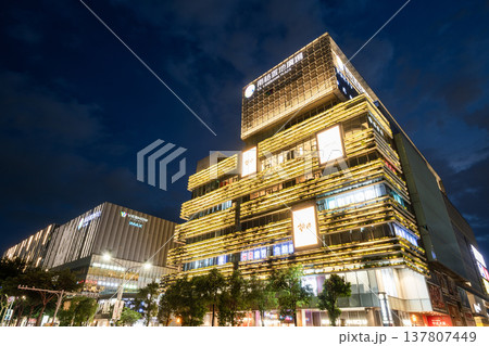Building view of the T.S. Landmark Plaza (Hall A2) and T.S. Mall (Hall A1), it's the largest shopping mall in the East District, Tainan, Taiwan.  137807449