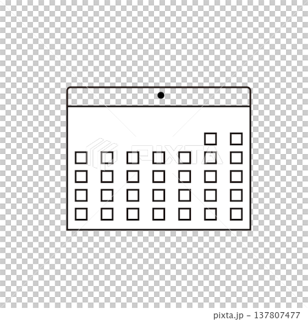 シンプルなカレンダーアイコンセット（線画・モノクロ） 137807477