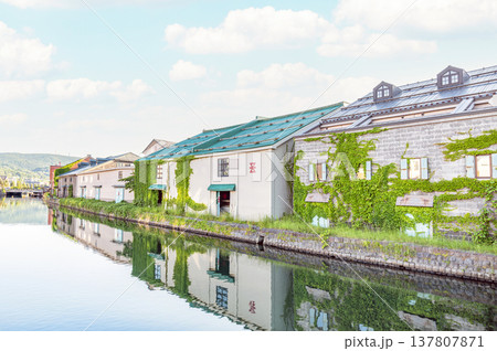 北海道小樽市 北海道人気の観光地 初夏の小樽運河の風景 北海道小樽市 北海道人気の観光地 初夏の小樽運河の風景 137807871