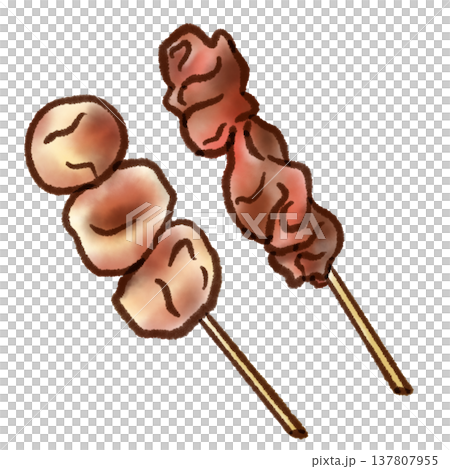 烤雞串插畫 02（鋼筆水彩風格） 137807955