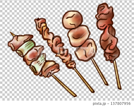 烤雞串插畫 03（鋼筆水彩風格） 137807956