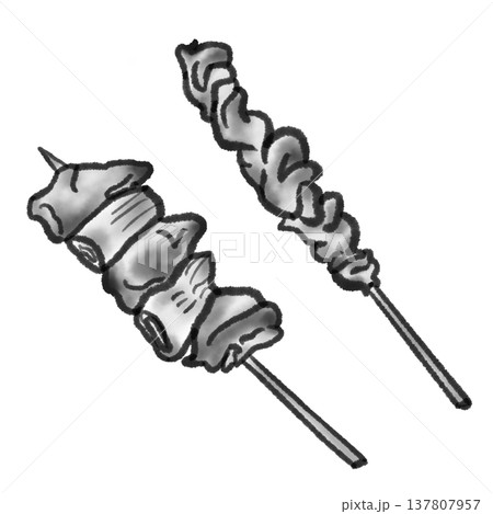 焼き鳥のイラスト01(墨絵風) 焼き鳥のイラスト01(墨絵風) 137807957