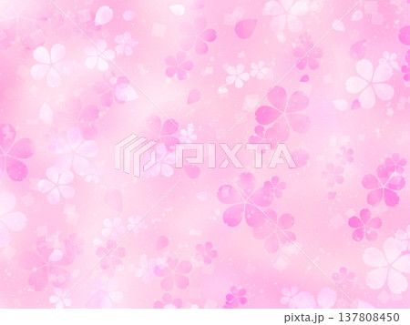 ピンクの桜吹雪の背景イラスト 137808450
