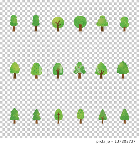 材料－各種樹木的插圖 137808737
