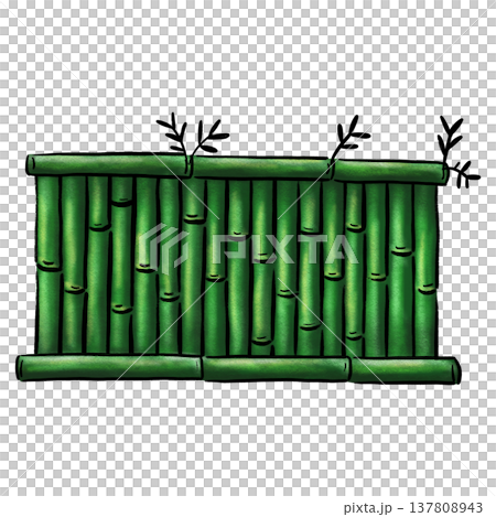 Crayon bamboo fence isolated cartoon illustration 137808943