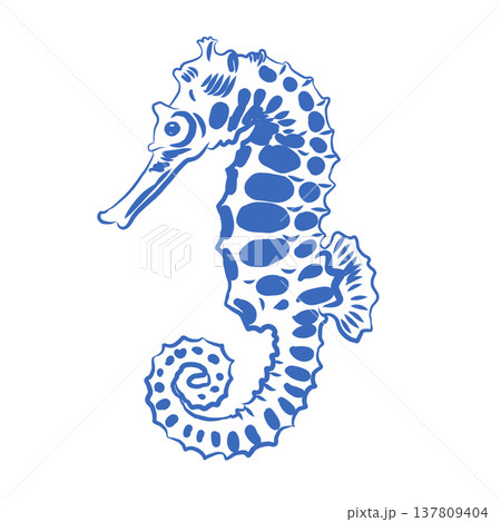 Seahorse Illustration. Paper cut design. 137809404