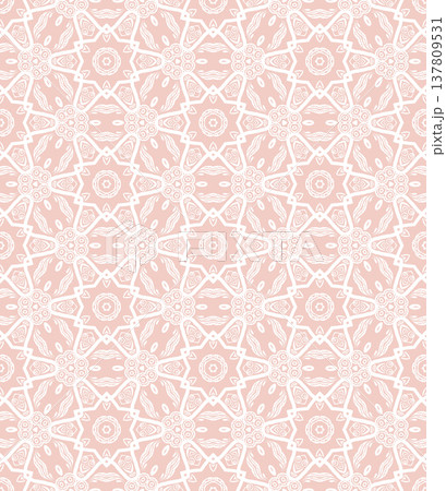 Blush Pink and White Boho Floral Seamless Pattern with Ornamental Medallions Blush Pink and White Boho Floral Seamless Pattern with Ornamental Medallions 137809531