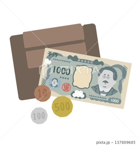財布とお金　イラスト 137809685