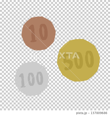 10日圓硬幣、100日圓硬幣、500日圓硬幣、插圖 137809686