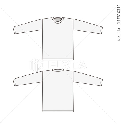 長袖Tシャツ 絵型テンプレートイラスト / 白 長袖Tシャツ 絵型テンプレートイラスト / 白 137810313