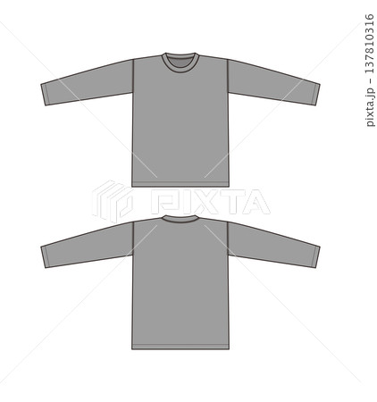 長袖Tシャツ 絵型テンプレートイラスト / グレー 長袖Tシャツ 絵型テンプレートイラスト / グレー 137810316