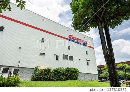 View of Costco wholesale storefront in Neihu of Taipei, Taiwan. Costco Wholesale Company is the largest membership warehouse club in the United States. 137810375