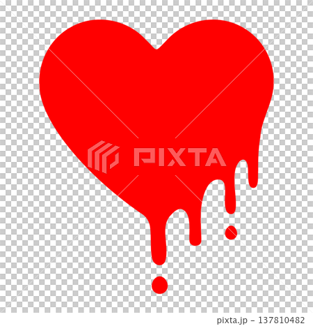 A striking graphic illustration of a melting red heart. A striking graphic illustration of a melting red heart. 137810482