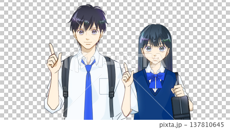 I've got it, I've got it! An anime-style illustration of the upper body of a male or female high school or middle school student in summer clothes, against a white background. I've got it, I've got it! An anime-style illustration of the upper body of a male or female high school or middle school student in summer clothes, against a white background. 137810645