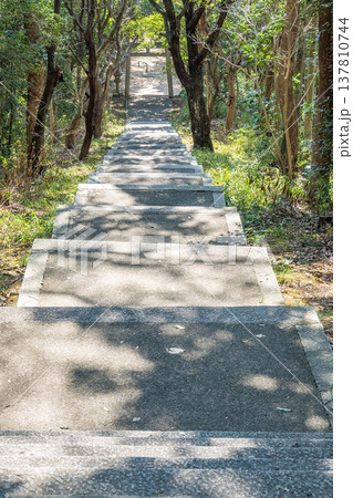 「岡山県」（3月）【観光地】牛窓神社　瀬戸内海から続く参道を歩く　樹林帯の中にひっそりと佇む神社 137810744