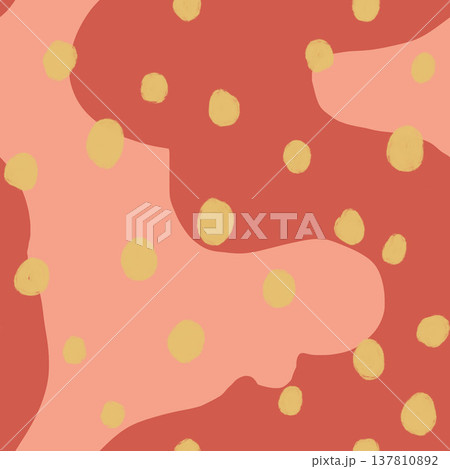 Abstract seamless pattern with pink, red stripes and polka dot yellow. Hand painted illustration for design, print, fabric or background. Abstract seamless pattern with pink, red stripes and polka dot yellow. Hand painted illustration for design, print, fabric or background. 137810892