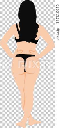 An illustration of a woman in a swimsuit from behind. 137810930