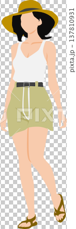 Illustration of a woman wearing summer clothes 137810931