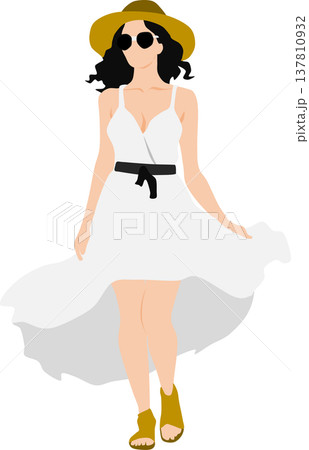 夏服を着た女性のイラスト 夏服を着た女性のイラスト 137810932