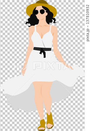 夏服を着た女性のイラスト 夏服を着た女性のイラスト 137810932