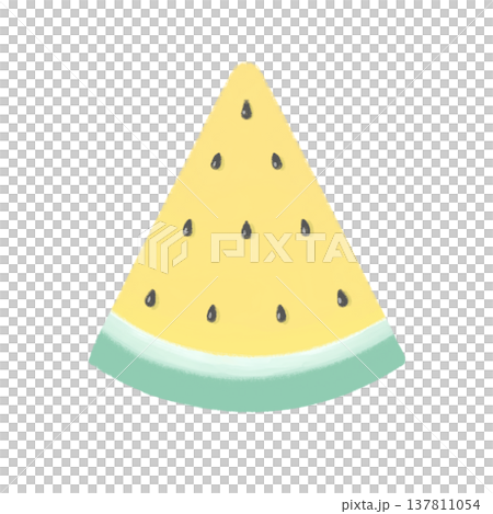 Simple illustration of a yellow watermelon in a crayon style. Simple illustration of a yellow watermelon in a crayon style. 137811054