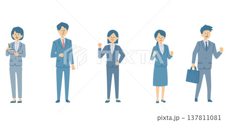 フレッシュな新入社員の集合イラスト 137811081