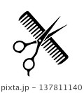 Hair salon sign, hairdresser scissors and comb 137811140
