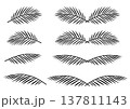 Palm leaves branches tropical border dividers set 137811143
