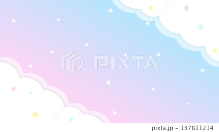 星と雲のゆめかわ背景 137811214