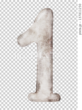 Watercolor beige number one. Hand painted illustration isolated on background. Elements for creative children design, sticker, invitation, save the date card. Watercolor beige number one. Hand painted illustration isolated on background. Elements for creative children design, sticker, invitation, save the date card. 137811250