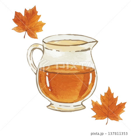 水彩風のメープルシロップのイラスト 137811353