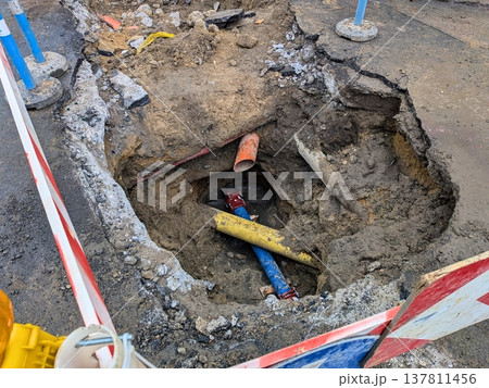 Underground Utilities and Pipe Repair Site Underground Utilities and Pipe Repair Site 137811456