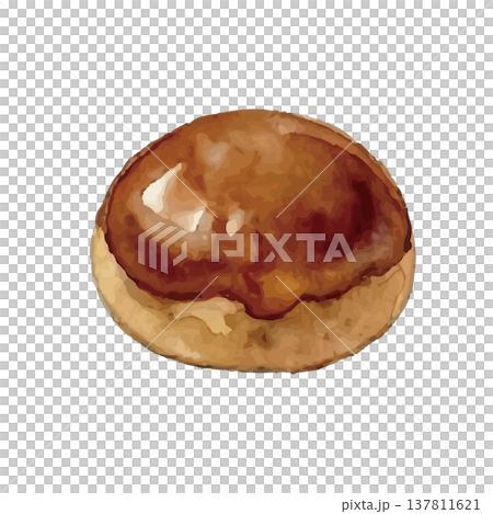 水彩風格的日式點心(栗子包)插圖。 水彩風格的日式點心(栗子包)插圖。 137811621