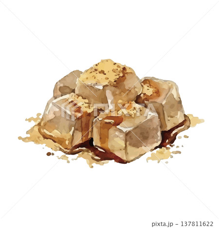水彩風の和菓子(わらび餅)のイラスト 水彩風の和菓子(わらび餅)のイラスト 137811622
