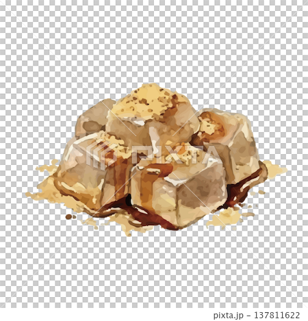 水彩風の和菓子(わらび餅)のイラスト 水彩風の和菓子(わらび餅)のイラスト 137811622