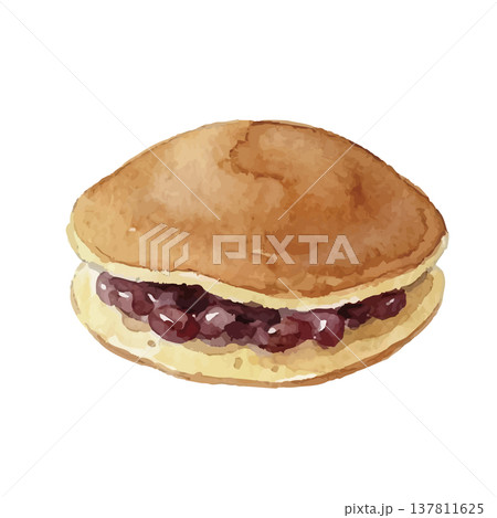 水彩風の和菓子（どら焼き）のイラスト 137811625