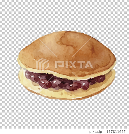 水彩風の和菓子（どら焼き）のイラスト 137811625