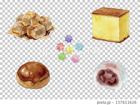 水彩風の和菓子（まとめ）のイラスト 137811626